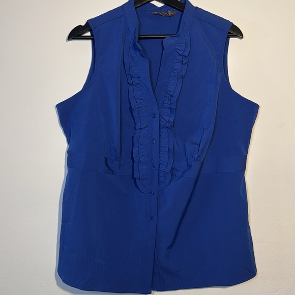 Jessica women's plus size 16w sleevless button down with ruffle front - Picture 1 of 5